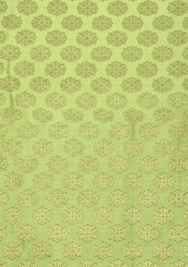 Girls Green Brocade Lehenga Set - Indya