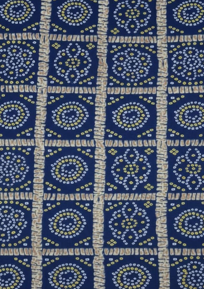 Girls Navy Blue Bandhani Print Chinon Lehenga Set - Indya