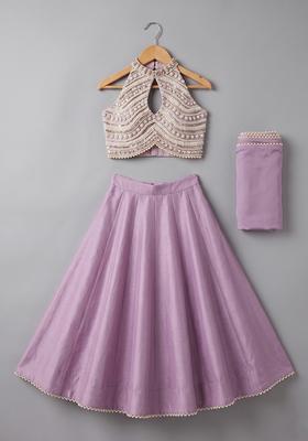 Girls Lilac Handwork Goergette Lehenga Set