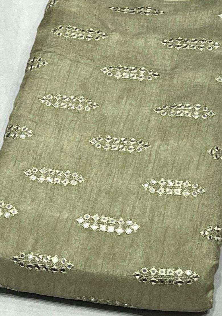 Girls Olive Green Sequin Silk Lehenga Set - Indya