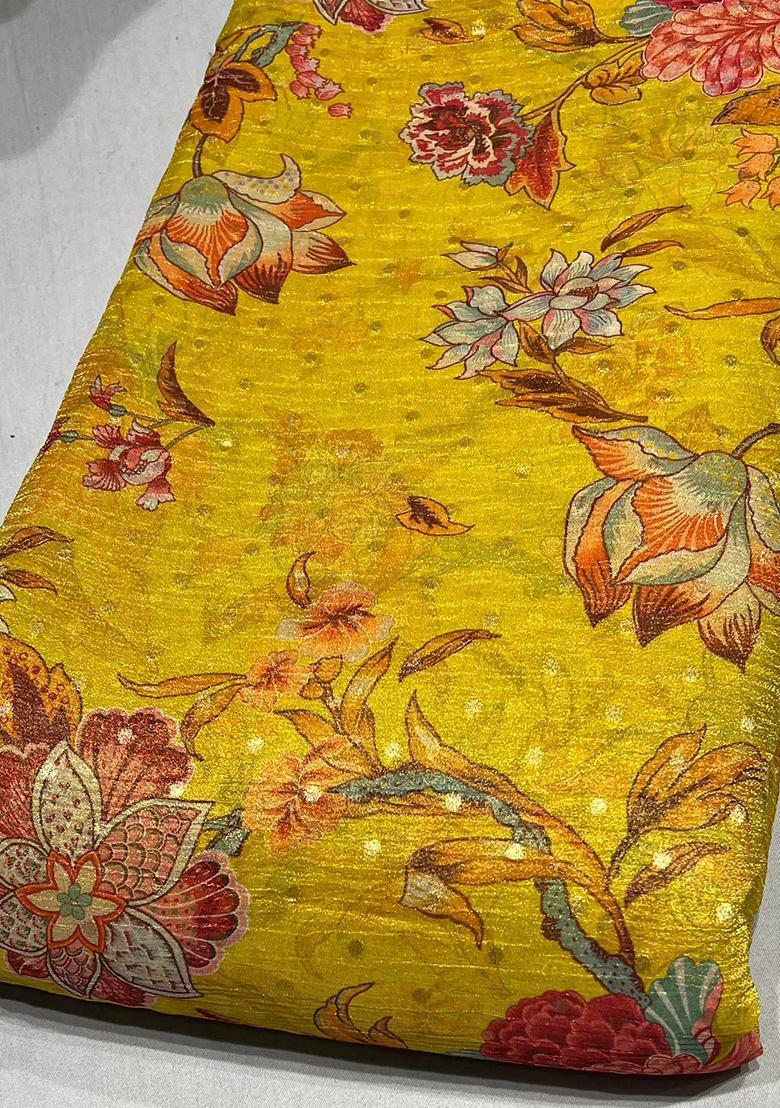 Girls Yellow Floral Print Tissue Sharara Set - Indya