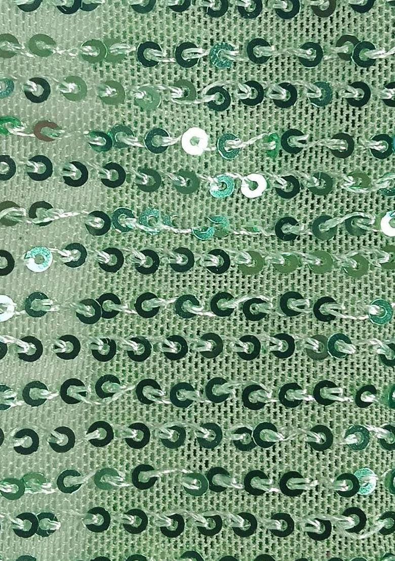 Girls Mint Green Sequin Embroidery Net Anarkali Set - Indya