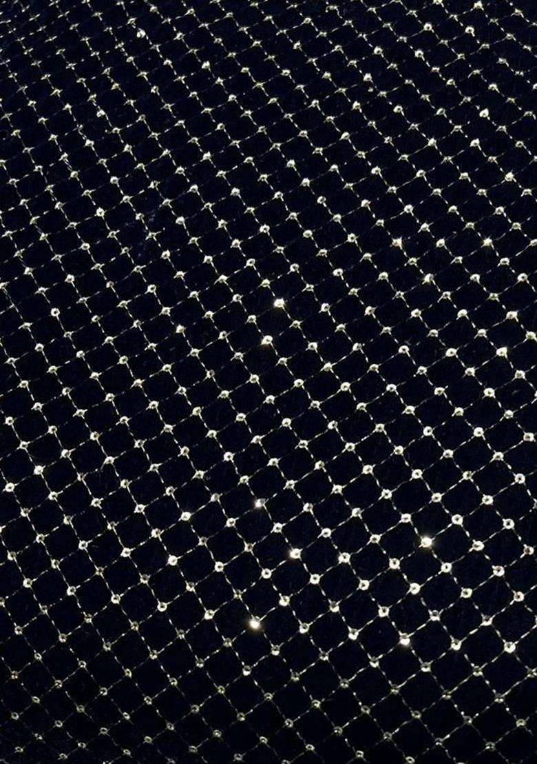 Girls Navy Blue Sequin Work Velvet Straight Kurta Set - Indya