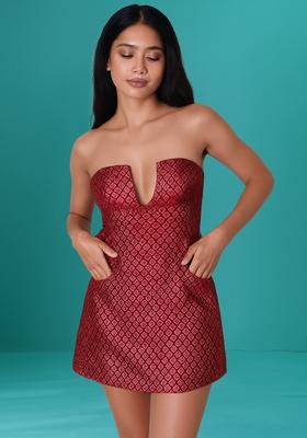 Hot Pink Brocade  Dress