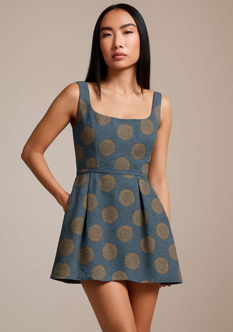 Grey Brocade Dress for Diwali | Wedding & Festive Wear - Indya