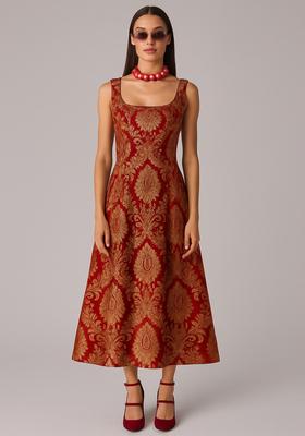 Red Jacquard  Dress