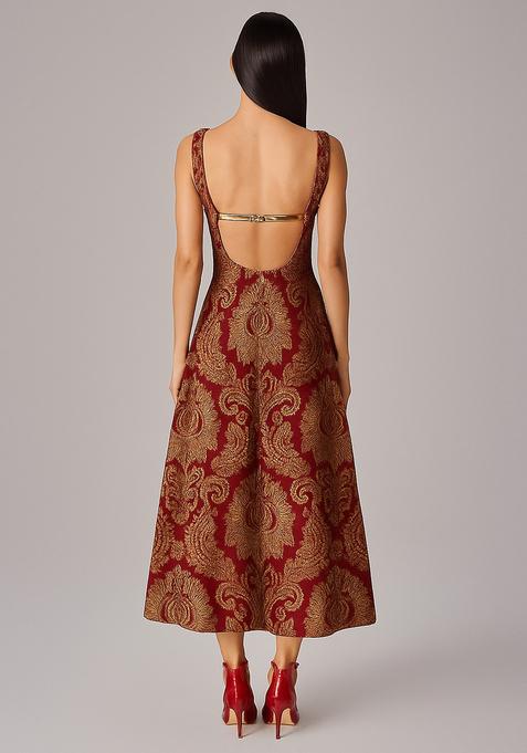 Red Brocade Dress