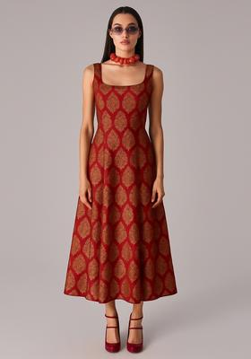 Red Jacquard  Dress