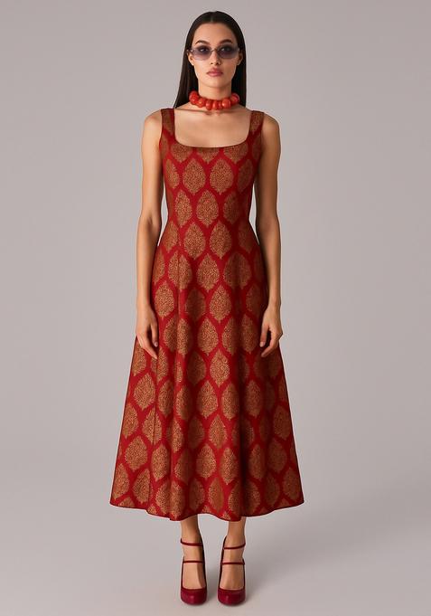 Red Brocade Dress
