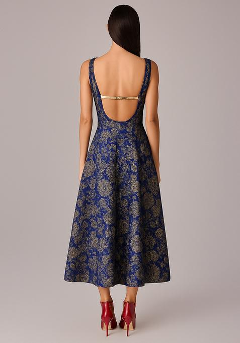 Blue Brocade Dress