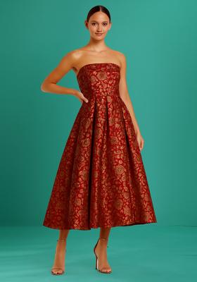 Maroon Jacquard  Dress