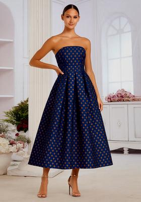 Blue Jacquard  Dress