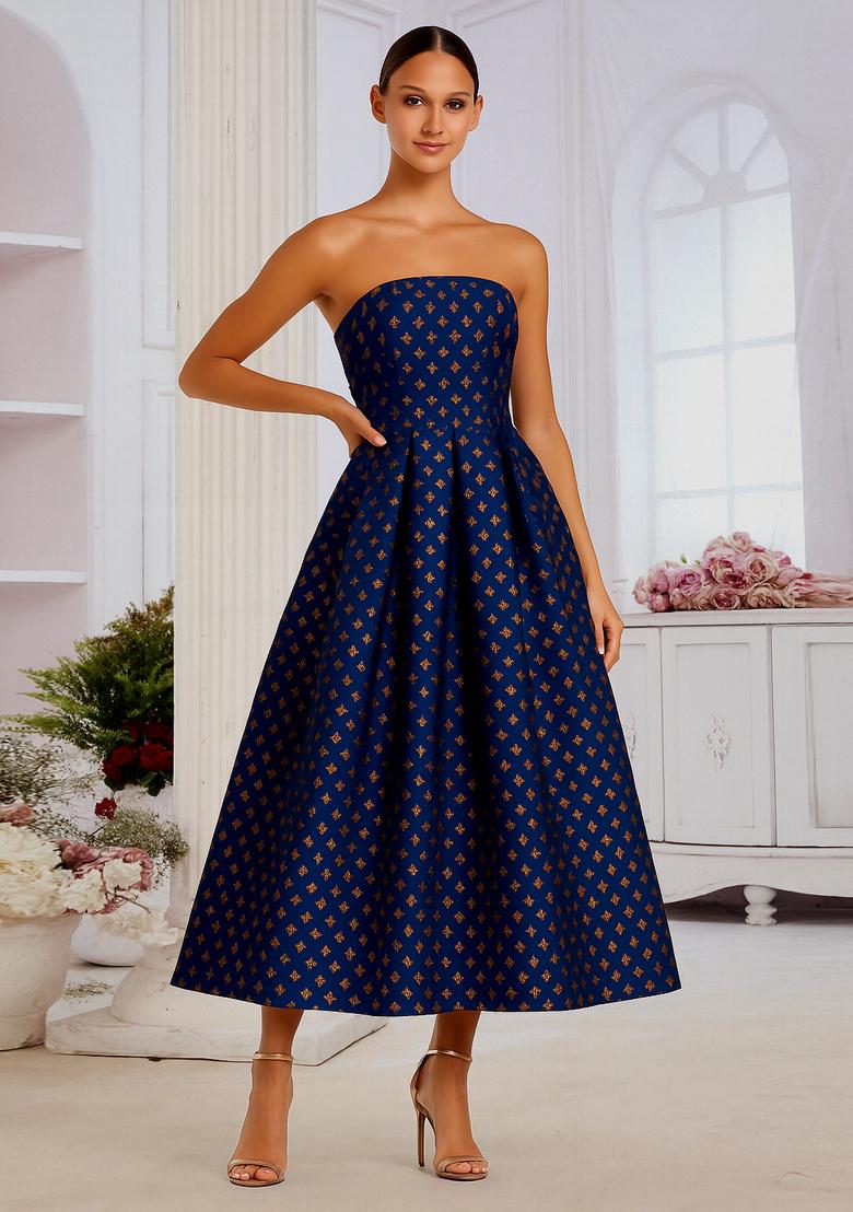 Blue Brocade Dress