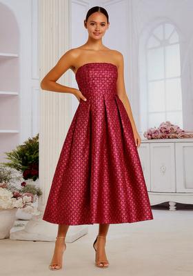 Magenta Pink Brocade Dress