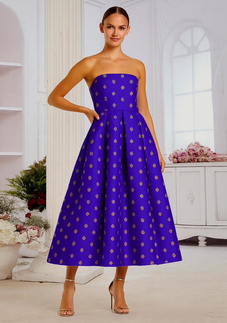Blue Brocade Dress
