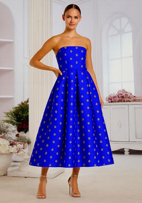 Blue Brocade Dress
