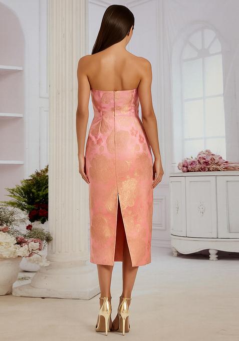 Peach Brocade Dress