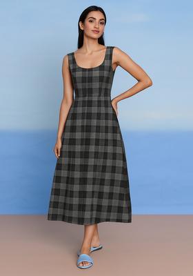 Black And Grey Patchwork Denim Dress