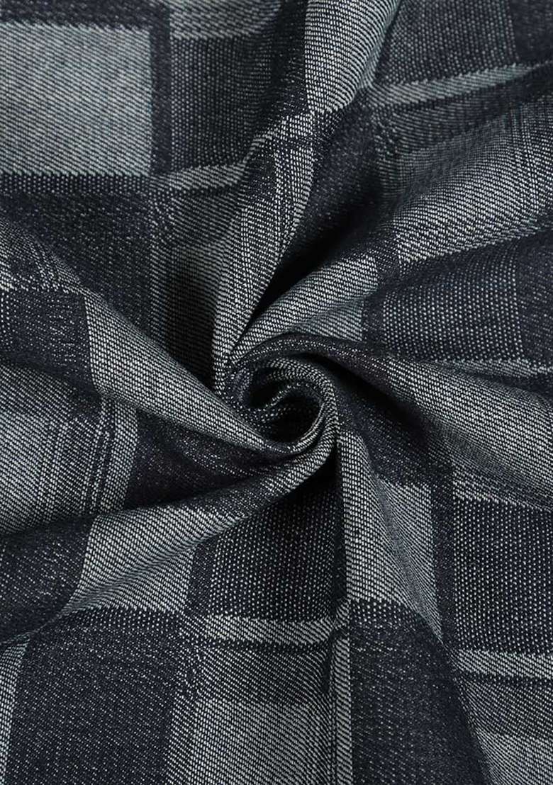Black And Grey Patchwork Denim Dress - Indya