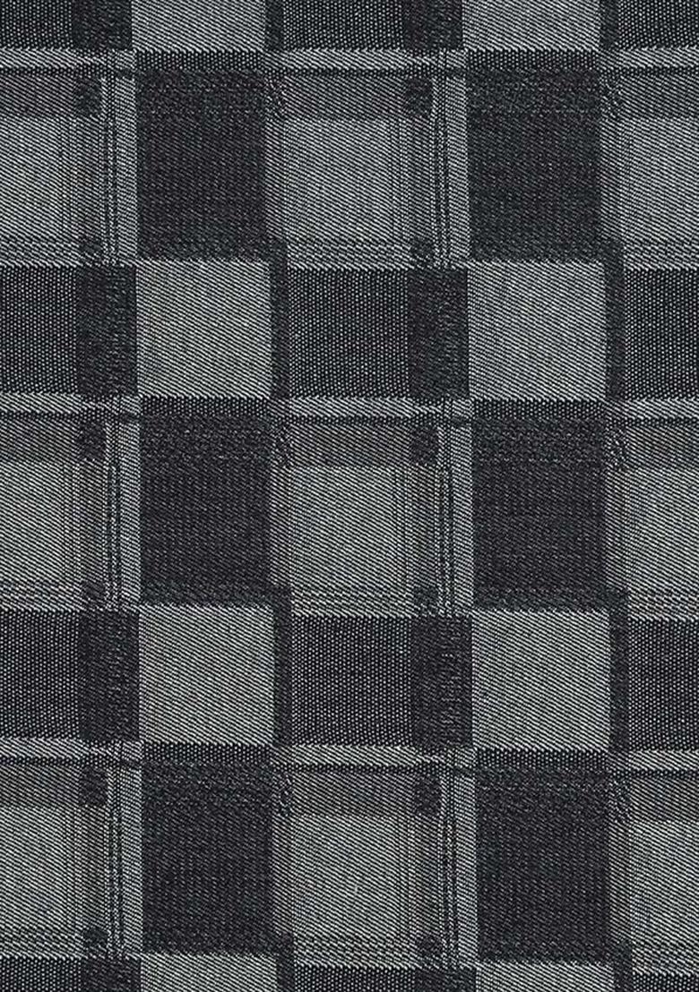 Black And Grey Patchwork Denim Dress - Indya