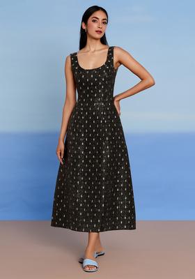 Black Glitter Denim Dress