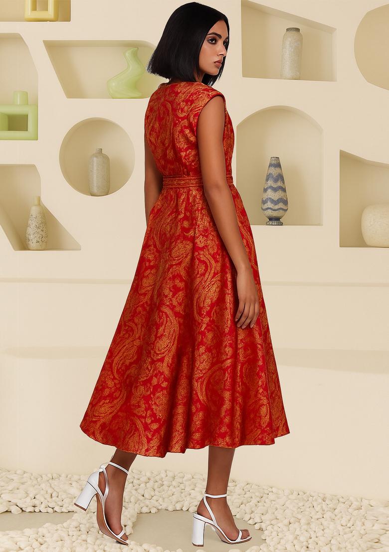 Red Brocade Dress