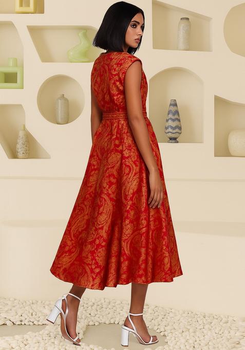 Red Brocade Dress