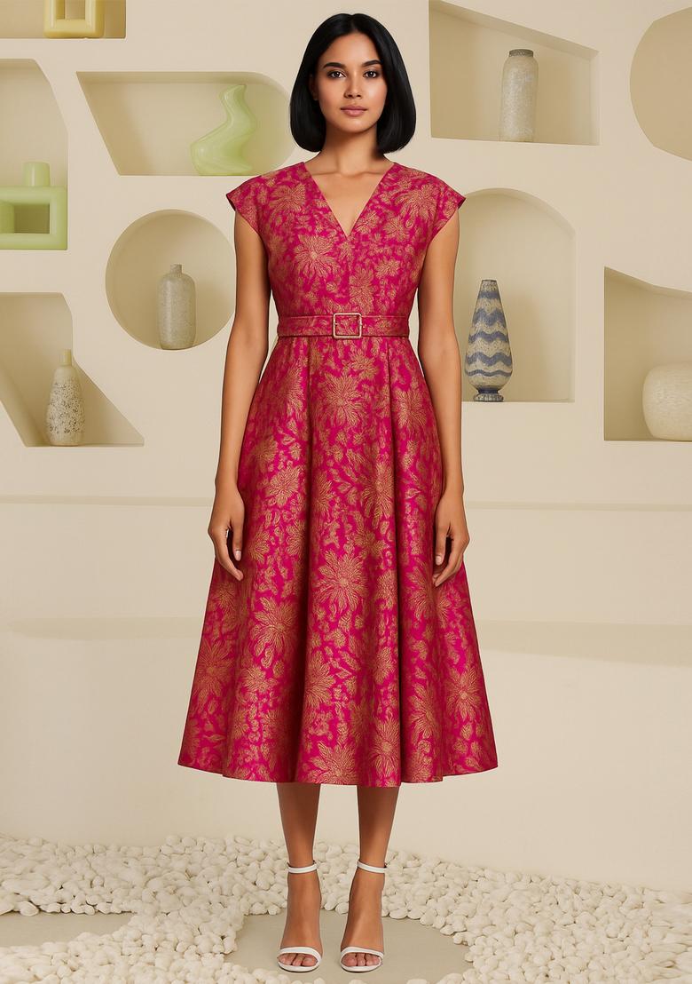 Hot Pink Brocade Dress