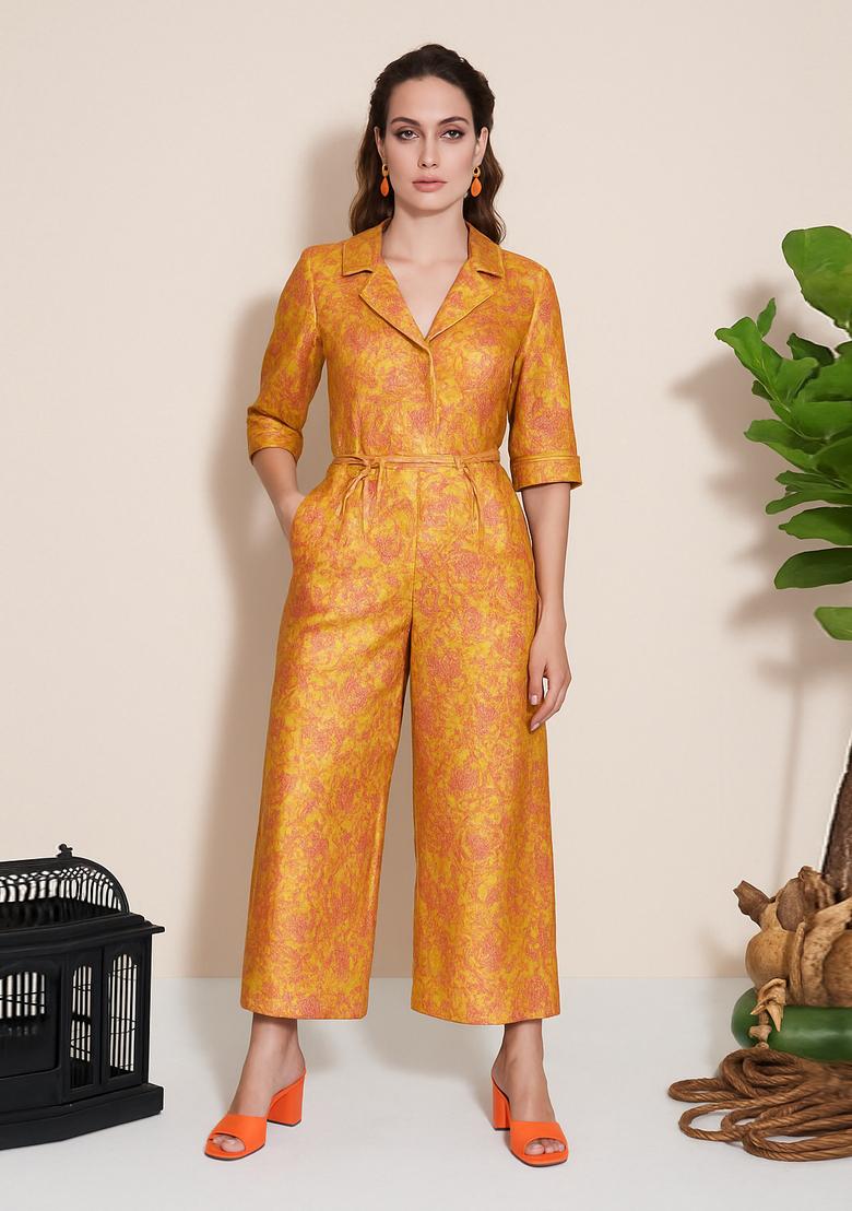 Yellow Brocade Jumpsuit