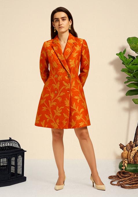 Orange Brocade Dress
