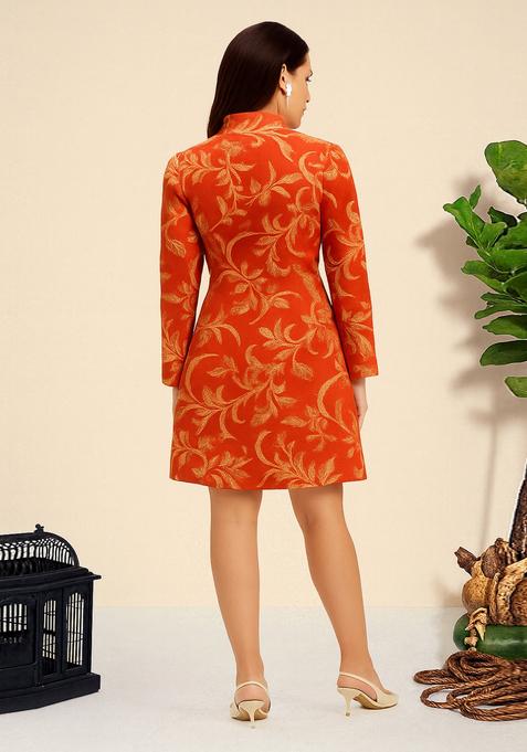 Orange Brocade Dress