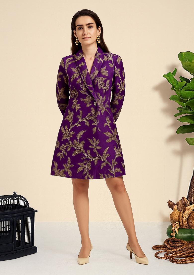 Purple Brocade Dress