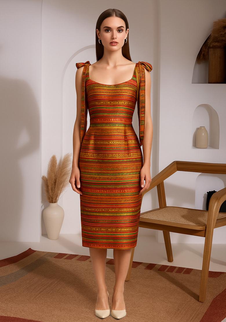Multicolor Brocade Dress