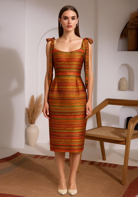 Multicolor Brocade Dress