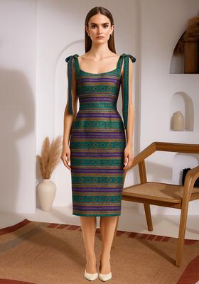 Green Jacquard  Dress
