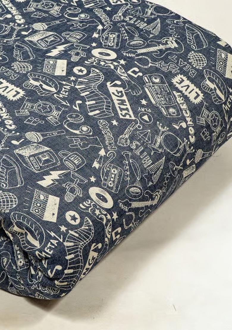 Blue Printed Denim Dress - Indya