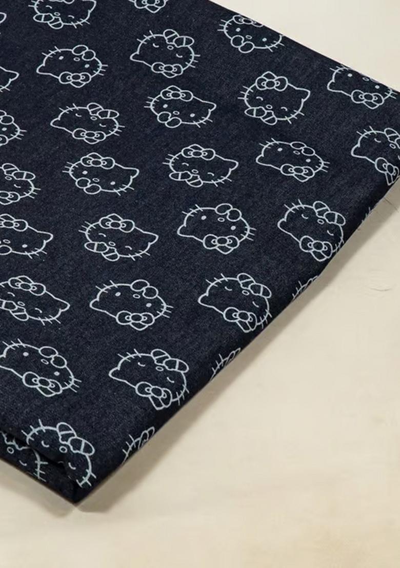 Blue Printed Denim Dress - Indya