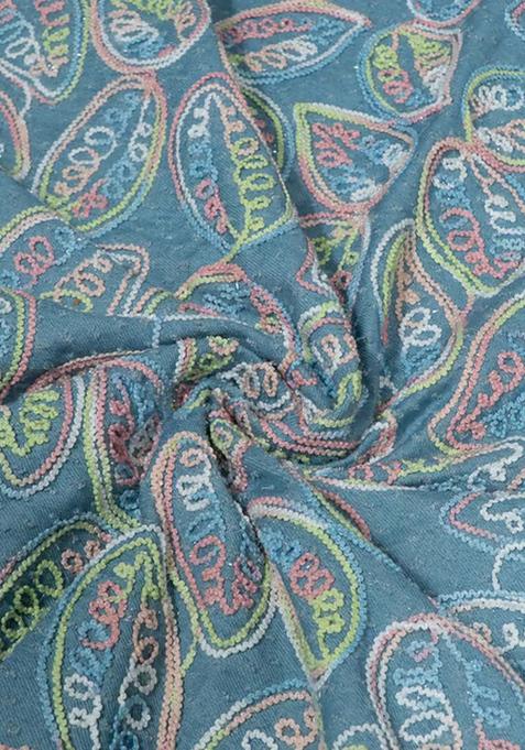 Blue Embroidered Denim Dress