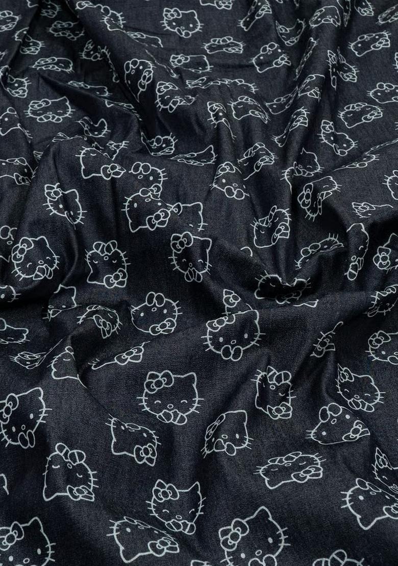 Blue Printed Denim Dress - Indya