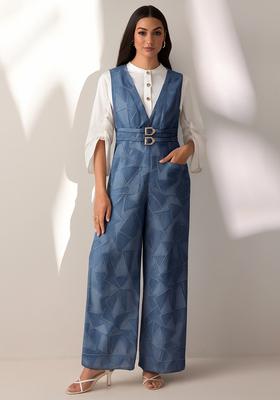 Light Blue Jacquard Denim Dress