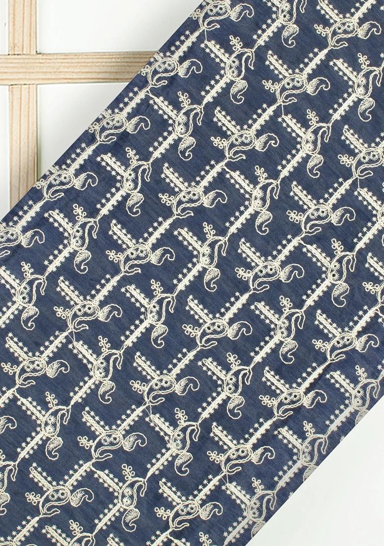 Dark Blue Embroidered Denim Co-Ord Set - Indya