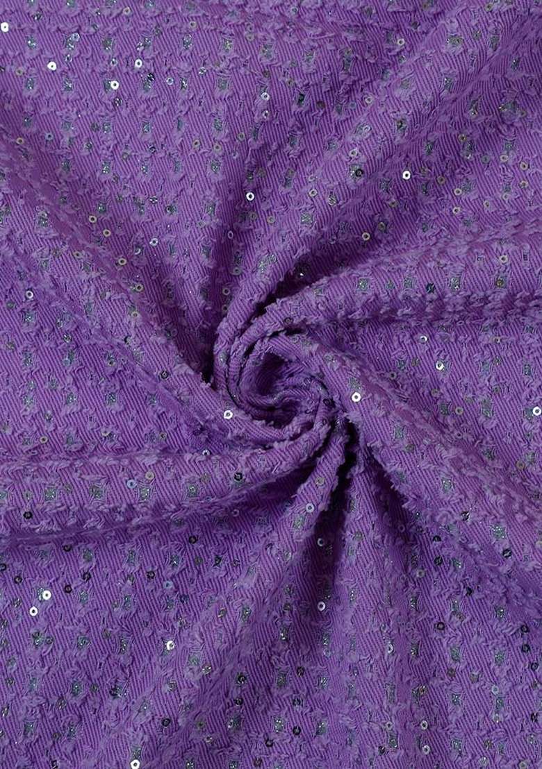 Purple Sequin Cotton Denim Dress - Indya