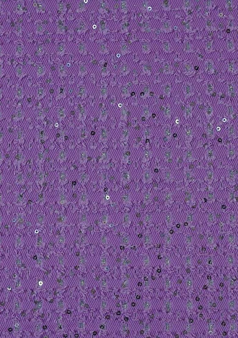 Purple Sequin Cotton Denim Dress - Indya