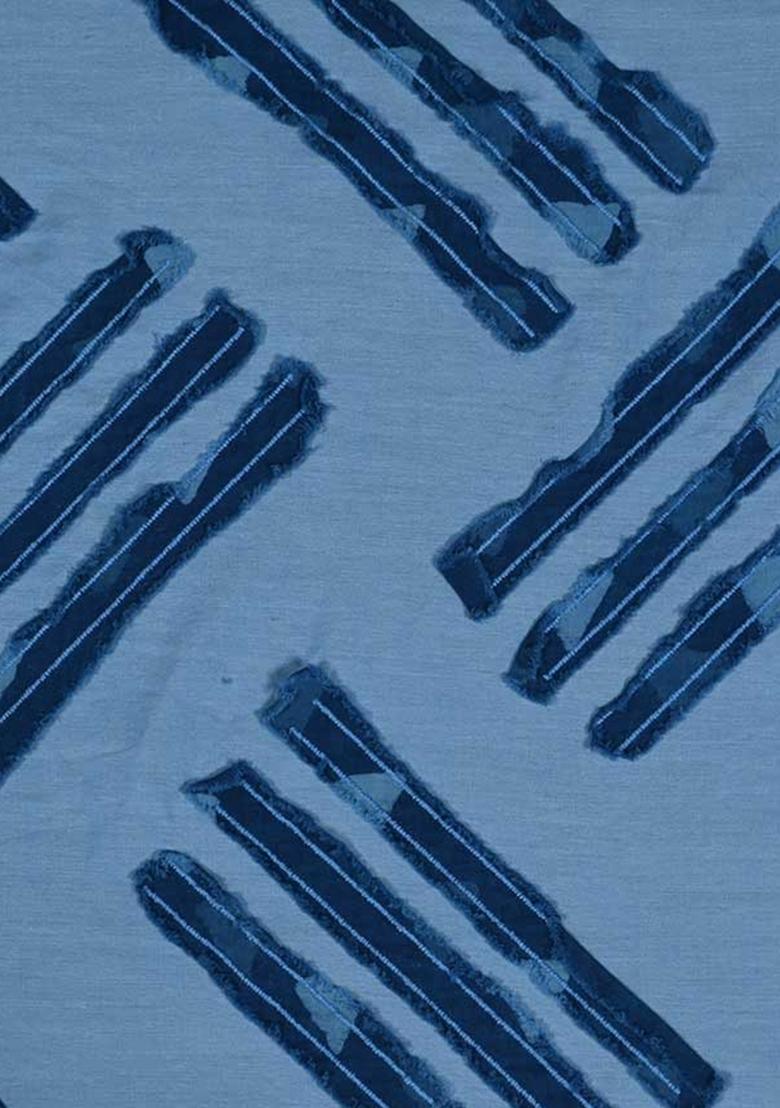 Light Blue Patchwork Chambray Dress - Indya