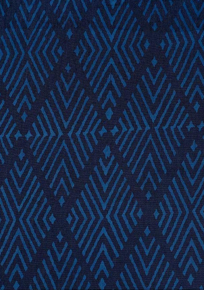 Navy Blue Printed Denim Dress - Indya