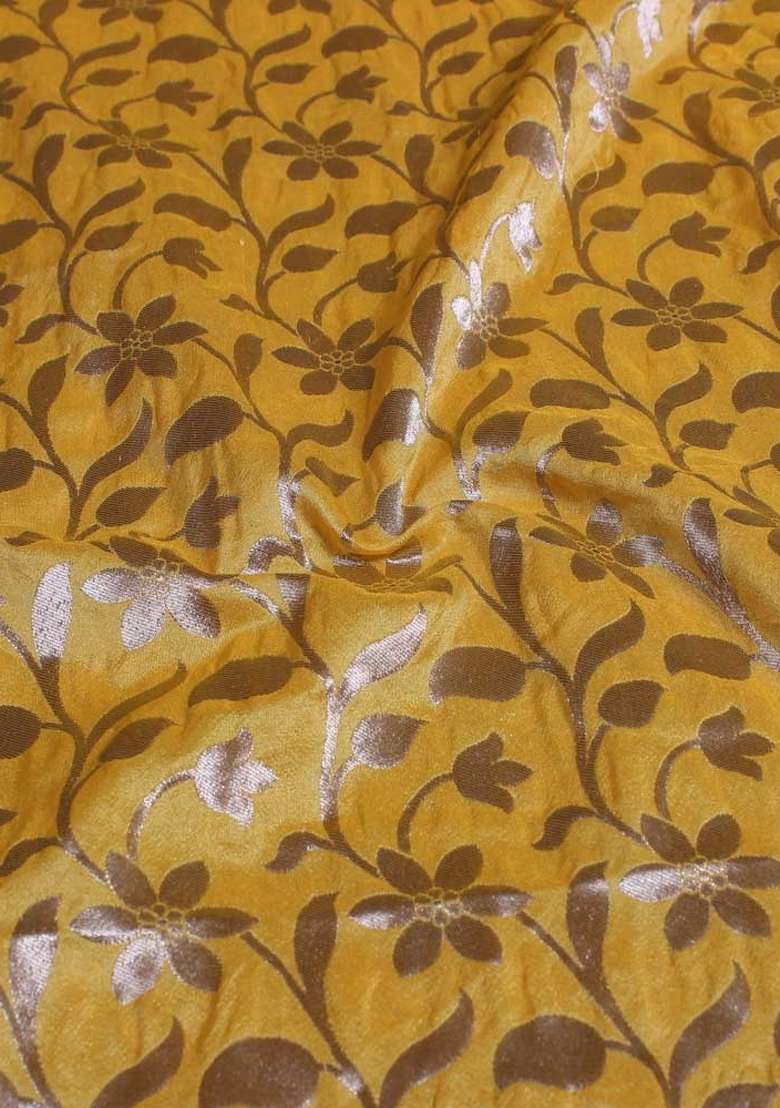 Golden Embroidered Brocade Dress for Diwali and Festive Wear - Indya