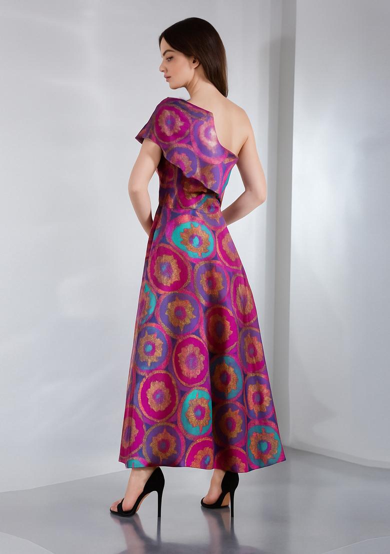 Multicolor Embroidered Brocade Dress