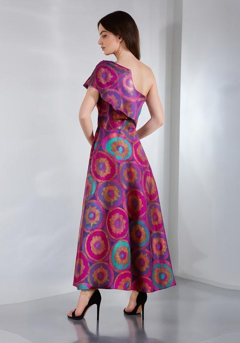 Multicolor Embroidered Brocade Dress