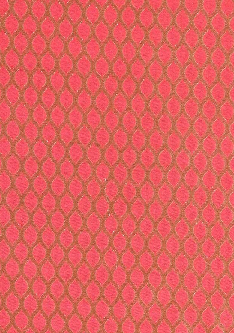 Coral Embroidered Brocade Dress - Indya