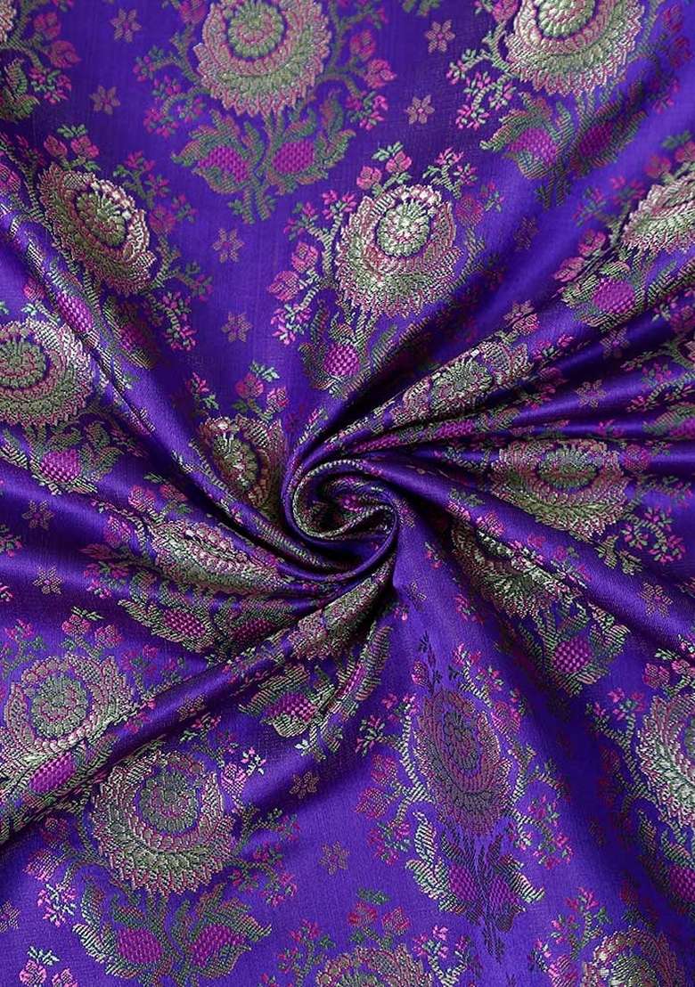Purple Embroidered Brocade Dress - Indya